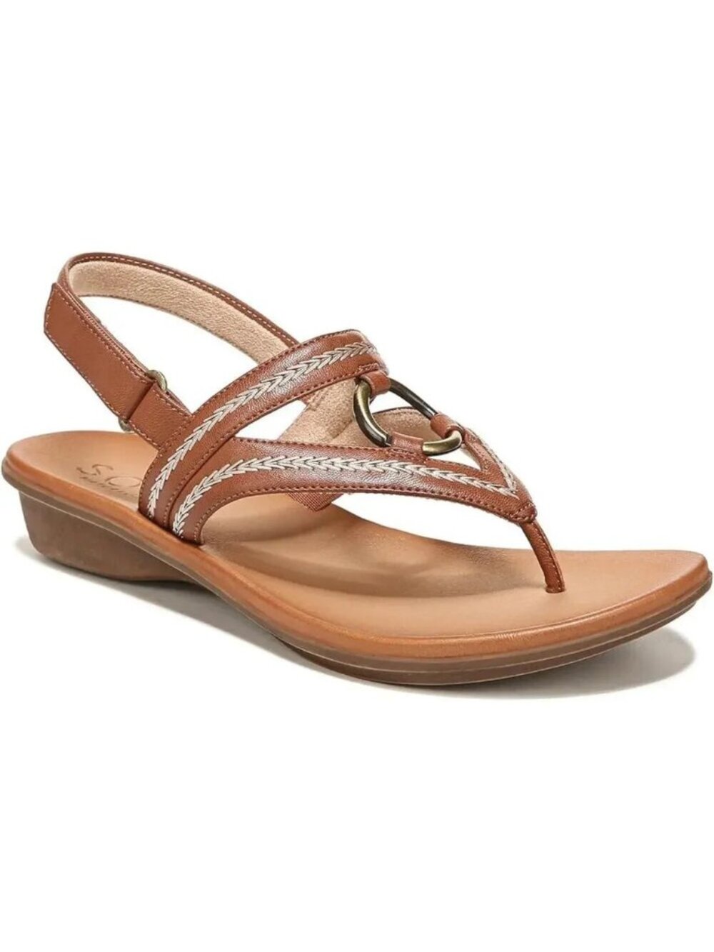 SOUL Naturalizer Sunny Thong Slingback Sandals Brown 6 Wide Comfort $100